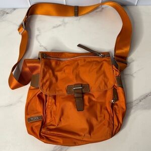 Tumi Bag Orange Crossbody with Buckle Nylon Lightweight Purse Shoulder